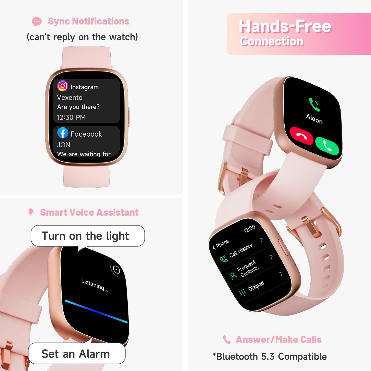 Alexa Smart Watch Heart Rate Fitness Tracker With Bluetooth Call IP68 Waterproof