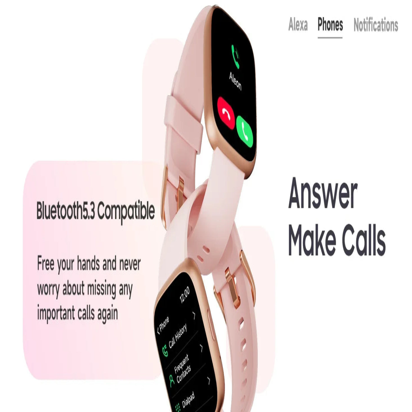 Alexa Smart Watch Heart Rate Fitness Tracker With Bluetooth Call IP68 Waterproof